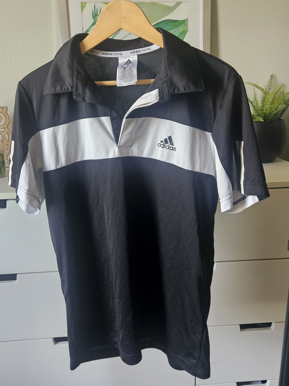 adidas Black and White Colorblock Men’s Polo